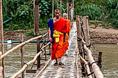 Luang Prabang, Laos - The Southern temporary walk bridge over the Nam Khan river. 